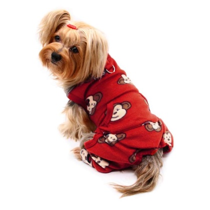Burgundy - Silly Monkey Front Sleeveless Fleec Pajamas - M