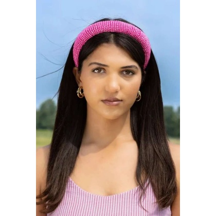 Pink Solid Beaded Headband