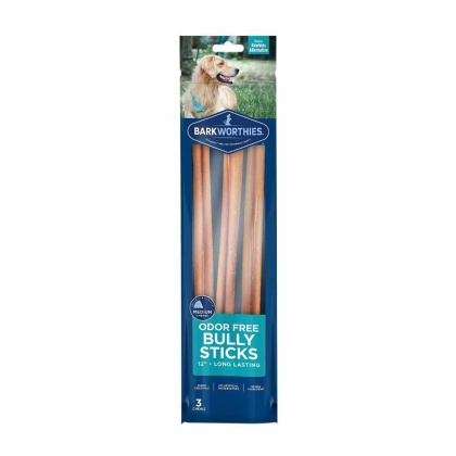 Barkworthies Bully Stick - Odor Free  - 12\'\' (3-Pack SURP)