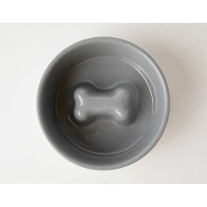 Grey - Jax & Bones Bone Slow Feeder Bowl  - Medium