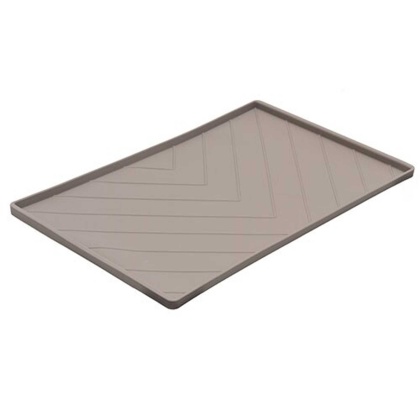 Grey - Messy Mutts Silicone Food Mat Raised Edge  - Large 24\