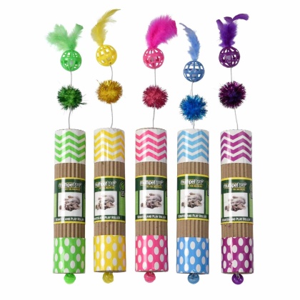 Multipet Cardboard Roller Cat Toy Assorted Colors 17\