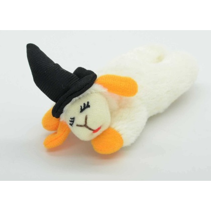 Multipet Halloween Lamb Chop w/ Black Witch Hat Cat Toy 4\