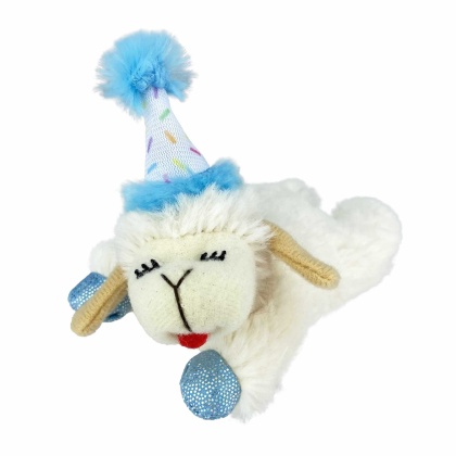 Blue - Multipet Lamb Chop w/ Birthday Hat Cat Toy  - 4\