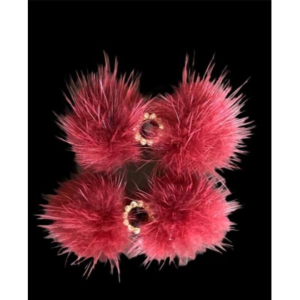 Burgundy - Snowflake Pom Pom Hair Barrettes