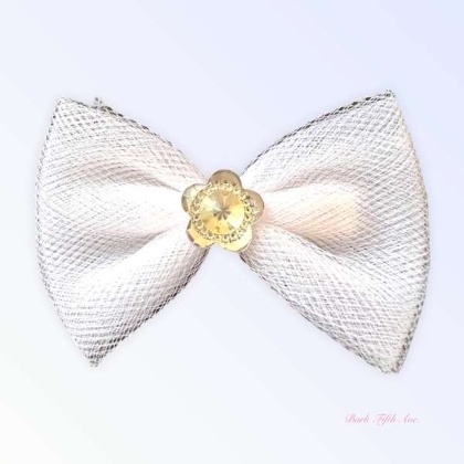 WHITE - Tulle & Crystal Flower Barette