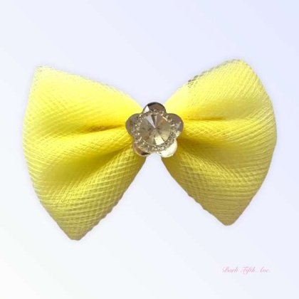 YELLOW - Tulle & Crystal Flower Barette