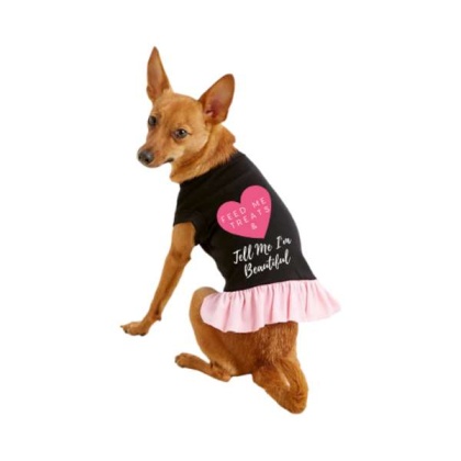 Black w Light Pink Ruffle - Feed Me Treats & Tell Me I\'m Beautiful - X Large