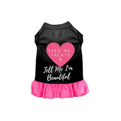 Black w Hot Pink Ruffle - Feed Me Treats & Tell Me I\'m Beautiful - X Large