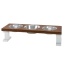 White/Chestnut - Farmhouse 3 Bowl Elevated Regular Feeder -  8 Inch