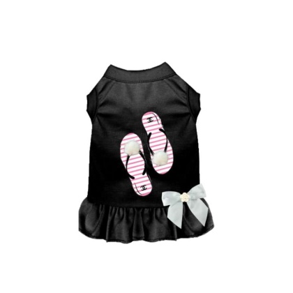 BLACK - My Favorite Fuzzy Flip Flops Dog Dress - 2X Large