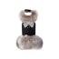 Black - Susan Lanci Designs Platinum Glitzerati Nouveau Bow Silver Fox Faux Fur Coat - XXS