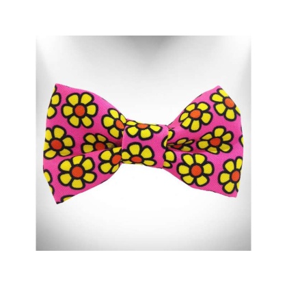 Yellow  - Daisies Doggie Bow Tie - Large 5\