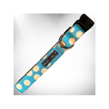Tan Dots on Turquoise - Polka Dot Dog - Tan Dots Collars - S 3/4\