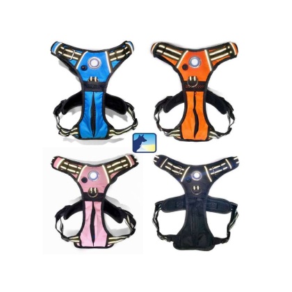 Blue - Headlight Harness, Dog Harness with Built In LED Light - Large