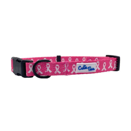 Breast Cancer Awareness Pink - Cutie Ties Fun Design Dog Collar - Small