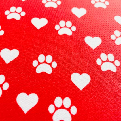 Paw Prints & Hearts Red - Cutie Ties Tie On Dog Bandana - Large