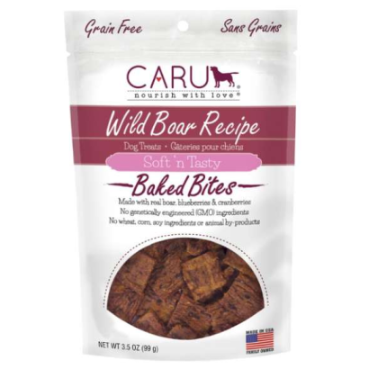 CARU Soft \'n Tasty Wild Boar Recipe Bites for Dogs - 3.5 oz (Case of 12)
