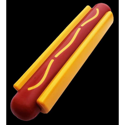 Yellow/Red - SP Hot Dog Ultra Durable Nylon Dog Chew Toy for Aggressive Chewers - OSFA