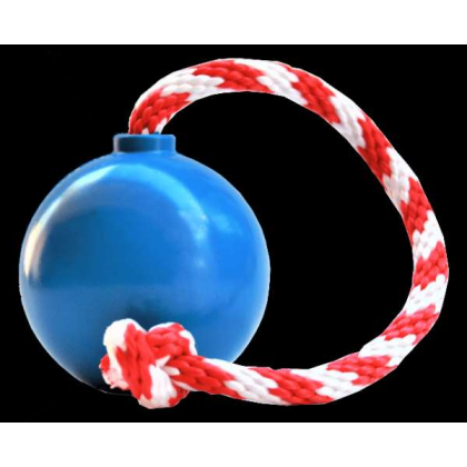 Blue - USA-K9 Cherry Bomb Durable Rubber Chew Toy, Treat Dispenser, Reward Toy, Tug Toy, and Retrieving Toy - Medium