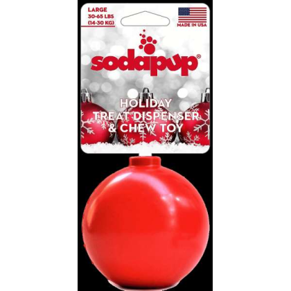 Red - SP Christmas Ornament Durable Rubber Chew Toy & Treat Dispenser - Medium