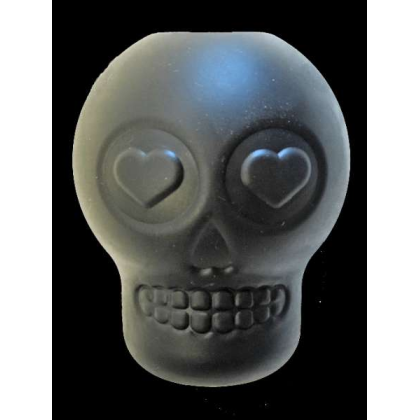 Black - MKB Sugar Skull Durable Rubber Chew Toy & Treat Dispenser  - Large