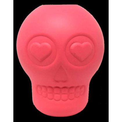 Pink - MKB Sugar Skull Durable Rubber Chew Toy & Treat Dispenser  - Large