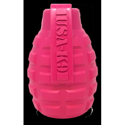 Pink - USA-K9 Puppy Grenade Durable Rubber Chew Toy & Treat Dispenser for Teething Pups - XL