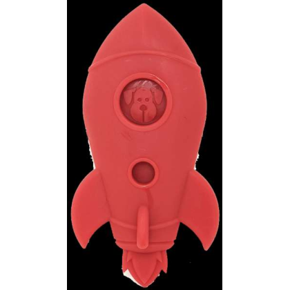 Red - Spotnik Rocket Ship Ultra Durable Nylon Dog Chew Toy for Aggressive Chewers - L