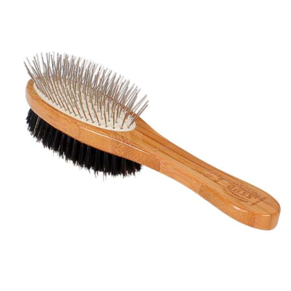 Dark Bamboo - Bass Brushes- Dual Sided Pet Brush Oval Style - Full