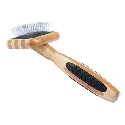 Striped Bamboo - Bass Brushes- De-matting Pet Brush Slicker Style - Extra Small