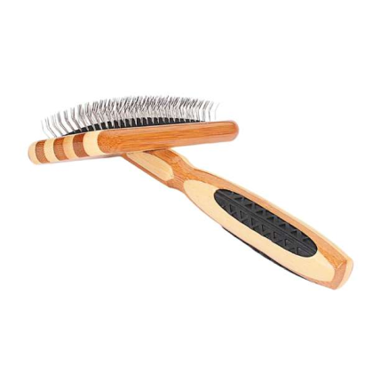 Striped Bamboo - Bass Brushes- De-matting Pet Brush Slicker Style - Medium