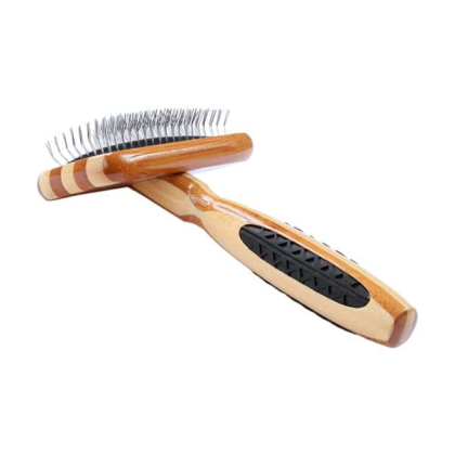 Striped Bamboo - Bass Brushes- De-matting Pet Brush Slicker Style - Small