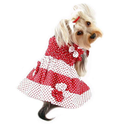 Red/White - Red & White Polka Dots Sundress with Contrasting Flowers - M