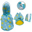 Blue - Clear View Happy Sunshine Raincoat with Fleece Lining and Detachable Hood - L