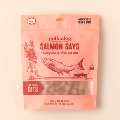 Polkadog Salmon Says Training Bits Crunchy Dog and Cat Treats  - 7oz