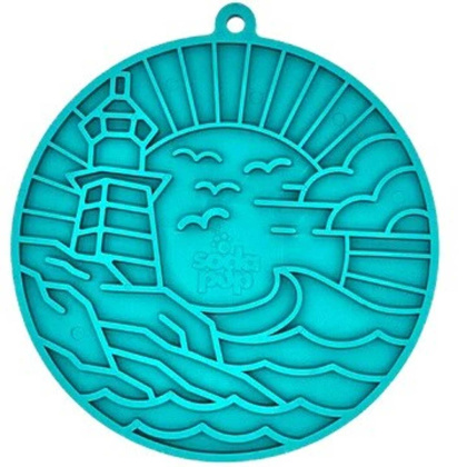 SodaPup eMat Enrichment Lick Mat Lighthouse with Suction Cups Sea Foam Blue 8\