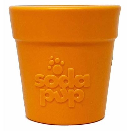 Orange - SodaPup Rubber  Flower Pot Durable Treat Dispenser Dog Toy  - 3.5\