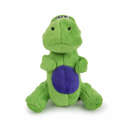 Green - goDog Dinos T-Rex Just For Me Squeaky Plush Dog Toy  - Mini