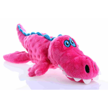 Pink - goDog Just For Me Gator w/Chew Guard Plush Dog Toy