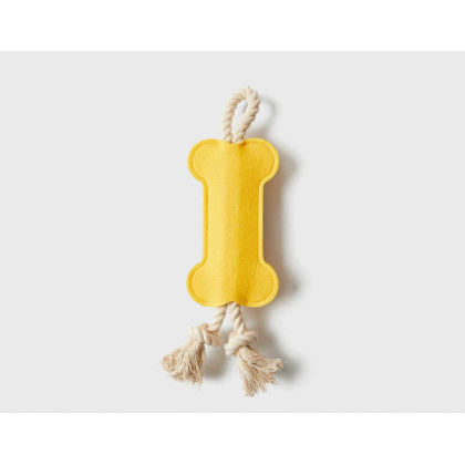 Yellow - Jax & Bones Hitch and Bone Rope Dog Toy  - 12\