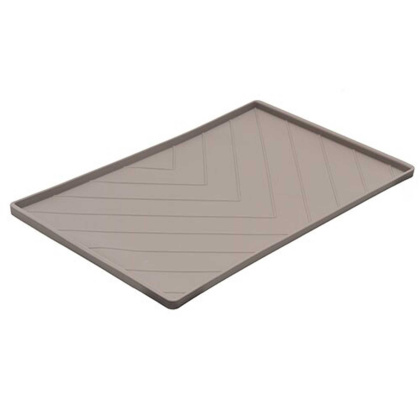 Grey - Messy Mutts Silicone Food Mat Raised Edge  - Medium 20\