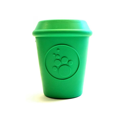 Green - SodaPup Rubber Coffee Cup Durable Dog Chew Toy  - Medium 3.4\