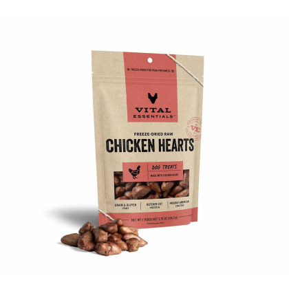 Vital Essentials(R) Freeze-Dried Chicken Hearts Dog Treats, - 3.75 oz