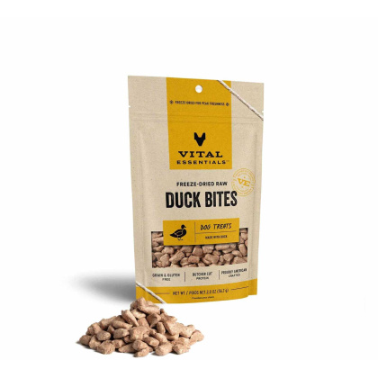 Vital Essentials(R) Freeze-Dried Duck Bites Dog Treats, - 2 oz