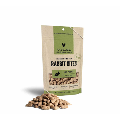 Vital Essentials(R) Freeze-Dried Rabbit Bites Dog Treats, - 2 oz