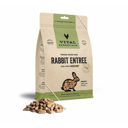 Vital Essentials(R) Freeze-Dried Raw Rabbit Entree Dog Food Mini Nibs, - 14 oz