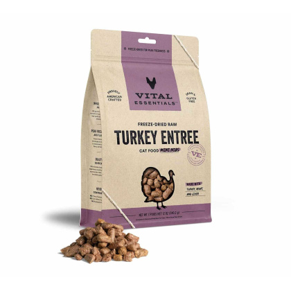Vital Essentials(R) Freeze-Dried Raw Turkey Entree Cat Food Mini Nibs, - 12 oz