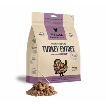 Vital Essentials(R) Freeze-Dried Raw Turkey Entree Dog Food Mini Nibs, - 25 oz