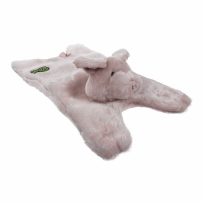 goDog Barnyard Buddies Pig Squeaky Plush Flattie Dog Toy - Large